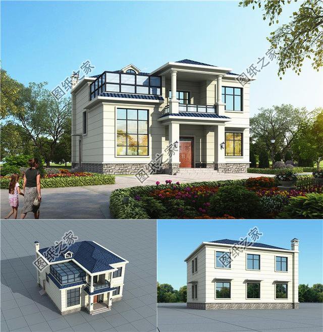 面寬12米二層小別墅圖片，實(shí)物圖好看極了，鄰居看了也想建一棟