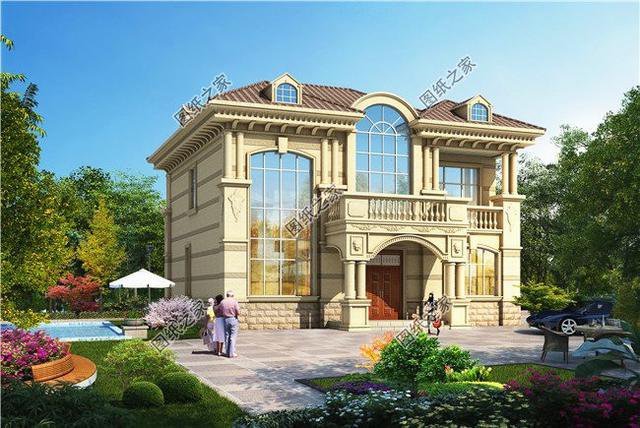 面寬12米二層小別墅圖片，實(shí)物圖好看極了，鄰居看了也想建一棟