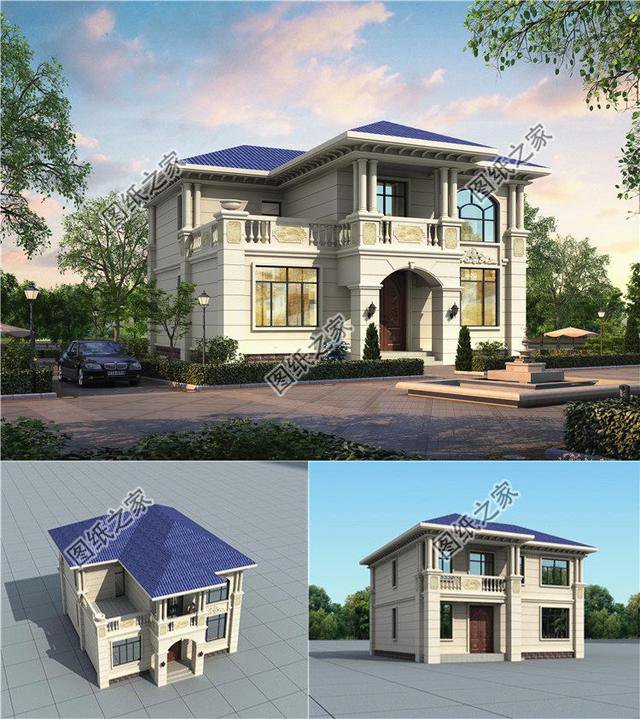 面寬12米二層小別墅圖片，實(shí)物圖好看極了，鄰居看了也想建一棟