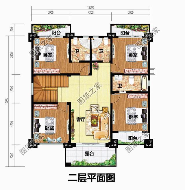 面寬12米二層小別墅圖片，實(shí)物圖好看極了，鄰居看了也想建一棟