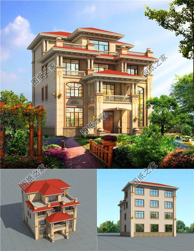 三款4層帶旋轉(zhuǎn)樓梯別墅設(shè)計(jì)圖，設(shè)計(jì)大氣又驚艷，這樣的別墅你值得擁有！