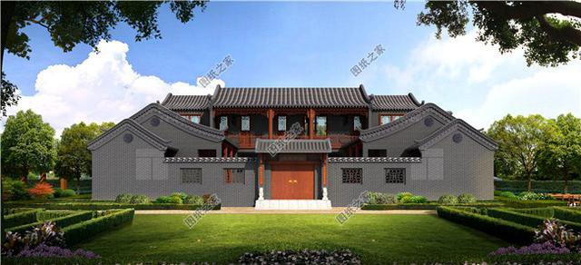 農(nóng)村中式仿古二層別墅，鄰居見我家建的漂亮，也想來一棟