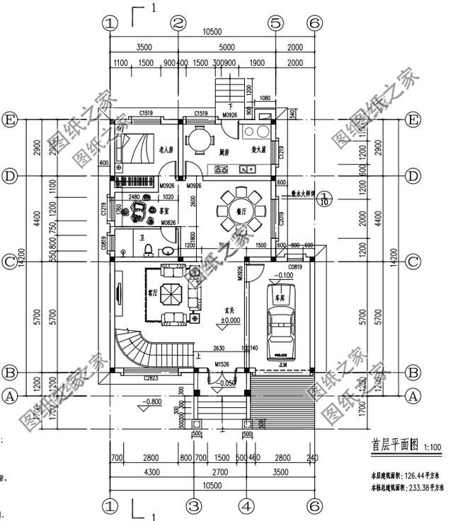 二層120平復(fù)式樓房圖，氣派經(jīng)典設(shè)計，內(nèi)部空間感爆棚