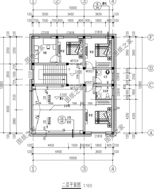 12米x10米農(nóng)村自建房三層平面圖，分分鐘把別人家房子比下去