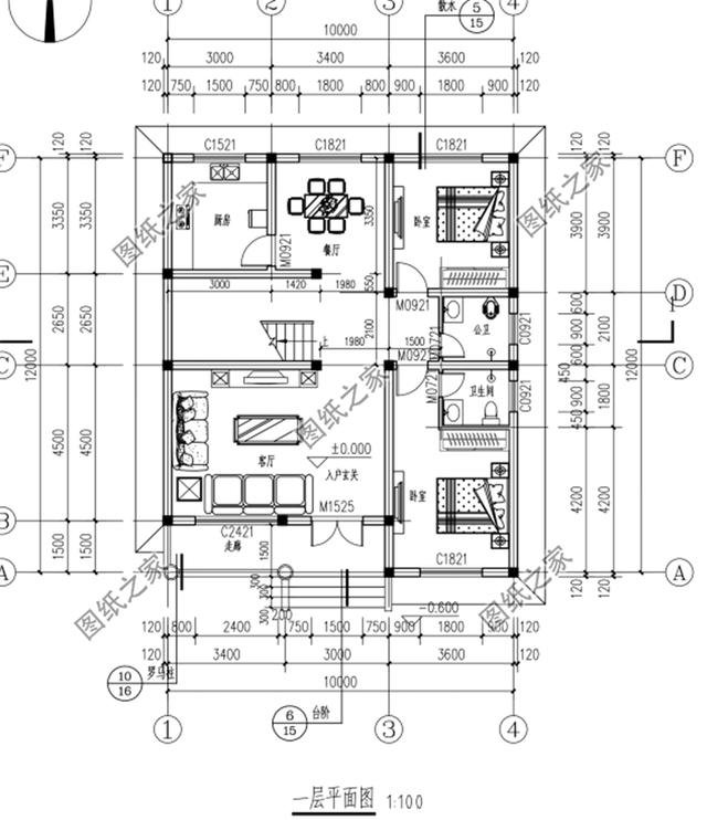 12米x10米農(nóng)村自建房三層平面圖，分分鐘把別人家房子比下去