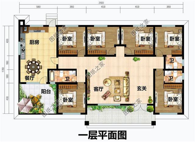 一層斜屋頂自建房圖，簡簡單單，看著漂亮住著舒服就行了