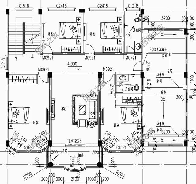 農(nóng)村四開間樓房戶型圖，獨特的空間配置合理更舒適