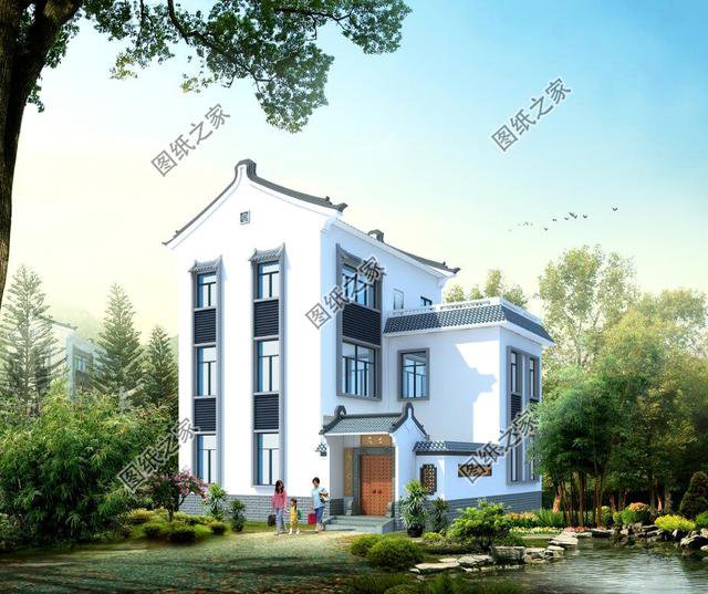 徽派建筑三層別墅設(shè)計圖，讓農(nóng)村房屋變的不在普通