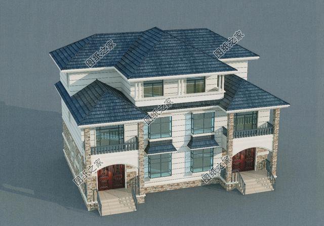 18米開間三層雙拼別墅效果圖，兩個孩子一起建，好好享受老年生活