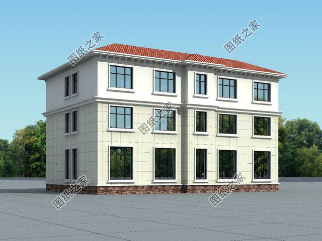 18米開間三層雙拼別墅效果圖，兩個孩子一起建，好好享受老年生活