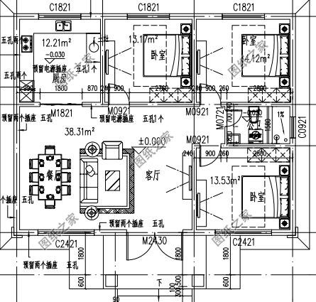 四套農(nóng)村自建一層平房設計圖，戶型周正，讓人建了還想建