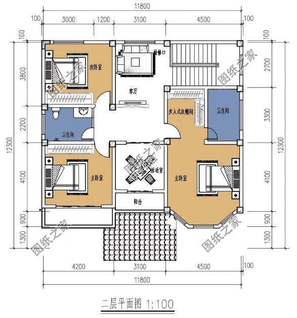 農(nóng)村二層自建房設(shè)計(jì)圖紙，大戶型，家里人口多的可以這樣建