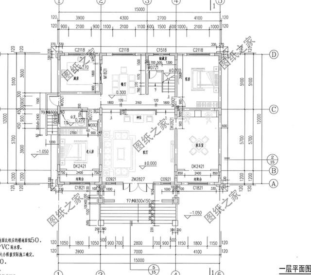 農(nóng)村自建房設(shè)計(jì)圖15×12米，簡約大氣，內(nèi)部結(jié)構(gòu)簡單明了