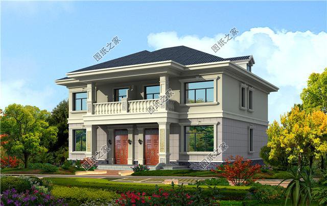 二層雙拼別墅設(shè)計(jì)圖，兩兄弟蓋更劃算，收藏給你的兄弟看看