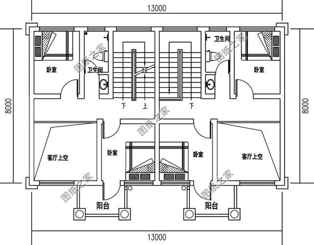 四間雙拼別墅圖，建一棟一家人互相幫襯，生活和和睦睦