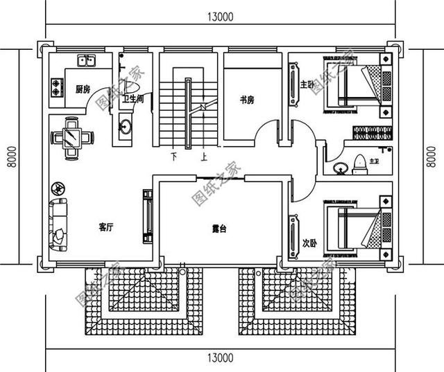 四間雙拼別墅圖，建一棟一家人互相幫襯，生活和和睦睦