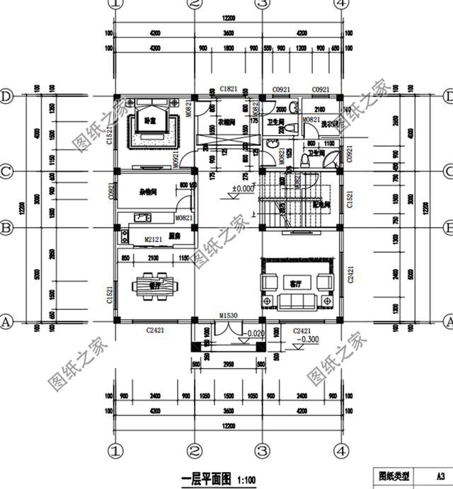 農(nóng)村三層12米x12米戶型圖，戶型方正，農(nóng)村自建房的不二選擇