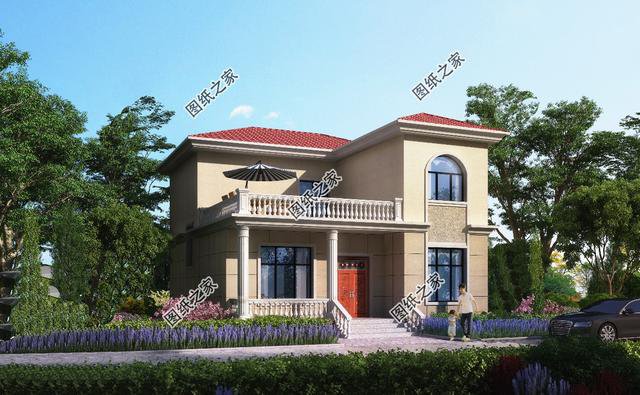 農(nóng)村二層羅馬柱別墅外形圖，讓你的別墅漂亮大氣，透露著氣質(zhì)