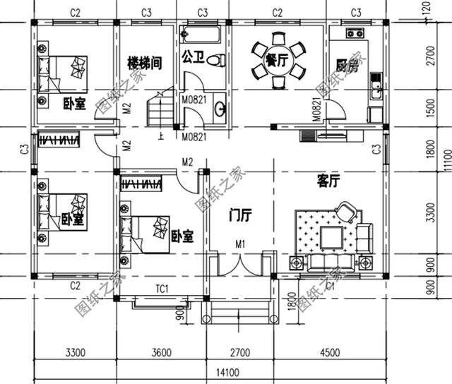 農(nóng)村4間2層別墅設(shè)計圖，簡單大氣又實(shí)用，老人小孩都喜歡