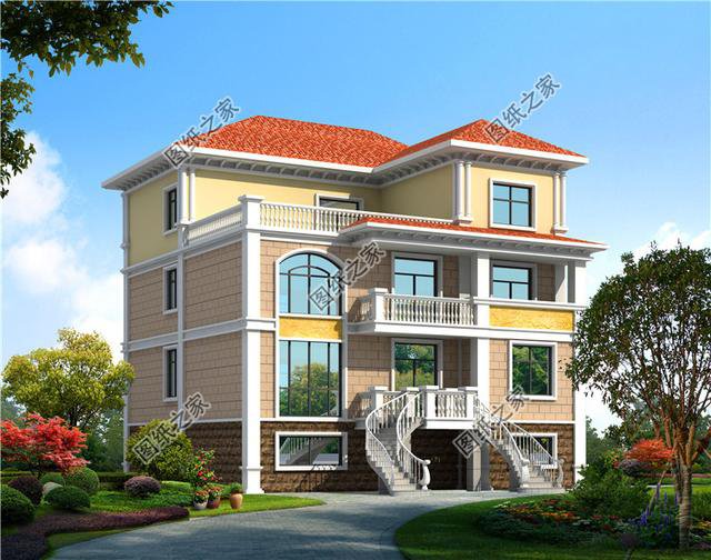 三層半農(nóng)村別墅外觀圖，簡約大氣，功能豐富，這才是真正的別墅