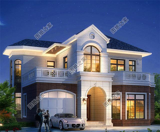 農(nóng)村二層帶車庫(kù)別墅設(shè)計(jì)圖，自從建了這棟房子之后，村里人都找我要圖紙