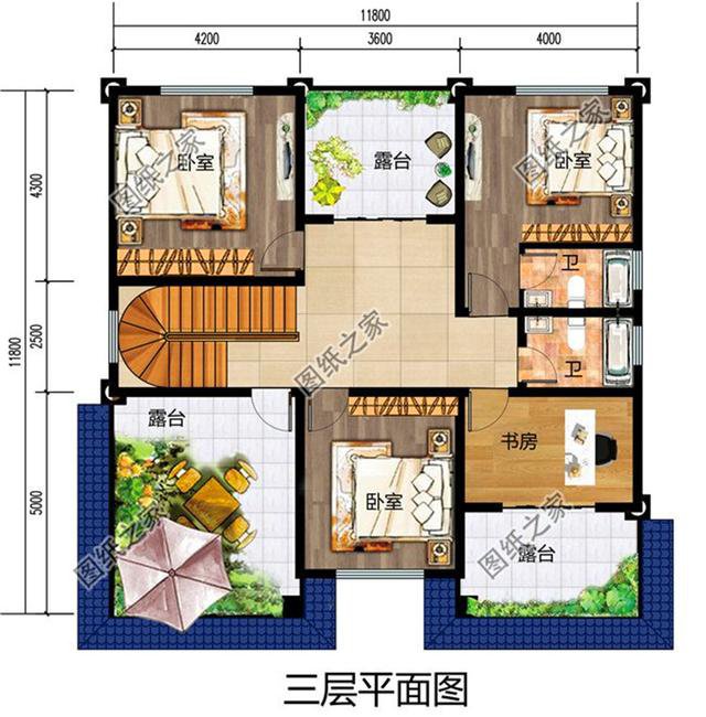 12x12米農(nóng)村建房平面圖，戶型方正，住在里面那是非常的享受