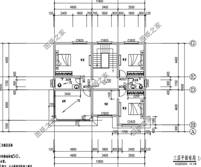 12x12米農(nóng)村建房平面圖，戶型方正，住在里面那是非常的享受