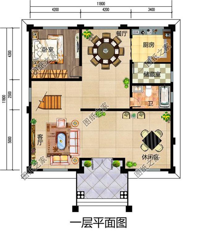 12x12米農(nóng)村建房平面圖，戶型方正，住在里面那是非常的享受