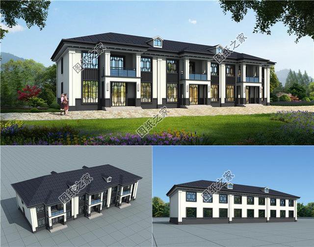 漂亮的農(nóng)村自建雙拼別墅效果圖，外觀大氣，兄弟更和睦
