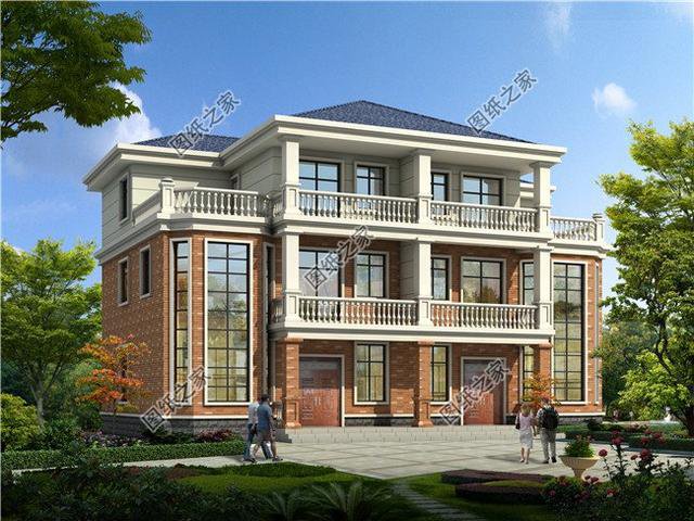 漂亮的農(nóng)村自建雙拼別墅效果圖，外觀大氣，兄弟更和睦