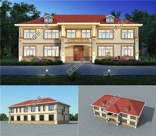 漂亮的農(nóng)村自建雙拼別墅效果圖，外觀大氣，兄弟更和睦