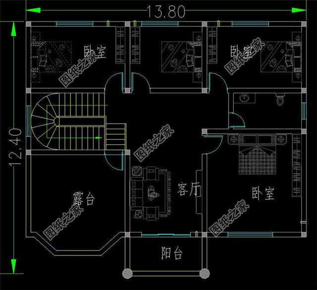 三款二層房屋平面圖，戶型方正，占地面積不大不小