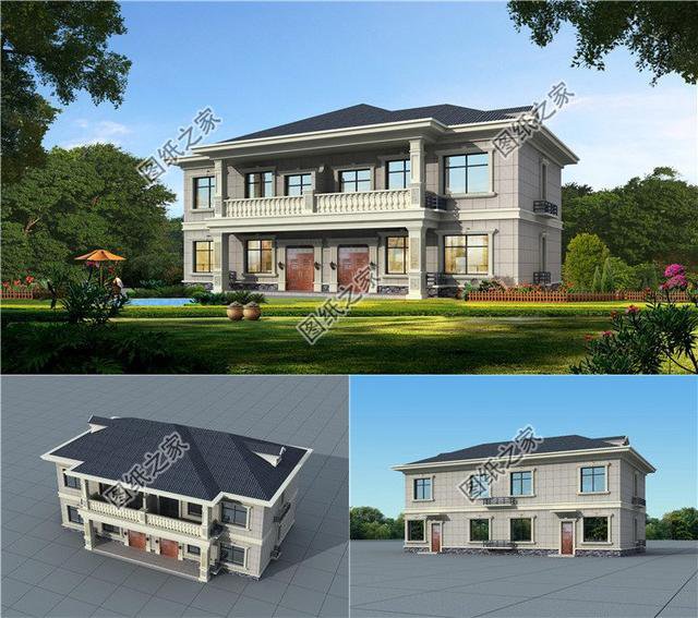 現(xiàn)代簡(jiǎn)約二層雙拼別墅，時(shí)尚美觀，兄弟攜手奔小康