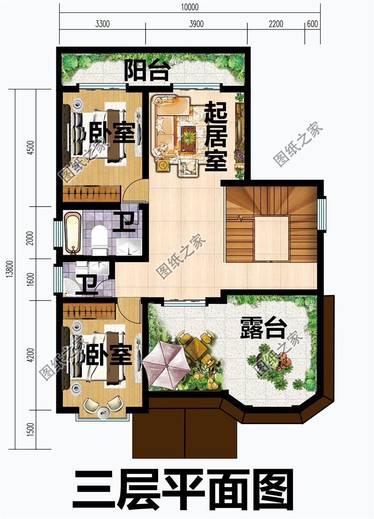 農(nóng)村二層半帶露臺(tái)別墅圖片及設(shè)計(jì)圖