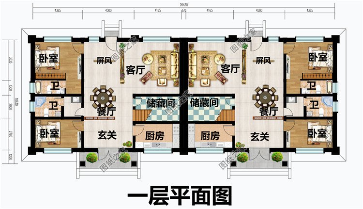 簡單大氣二層兄弟雙拼樓房設(shè)計圖