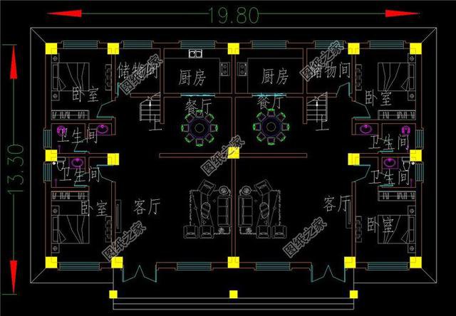 中式雙拼別墅設計，兄弟合建，日子越過越紅火