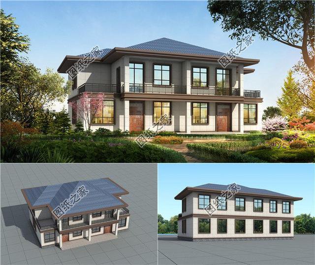 中式雙拼別墅設計，兄弟合建，日子越過越紅火