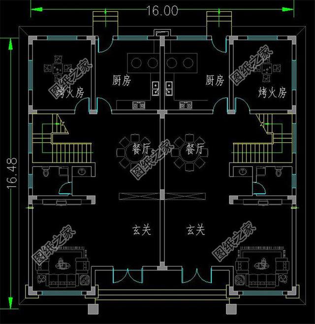 中式雙拼別墅設計，兄弟合建，日子越過越紅火
