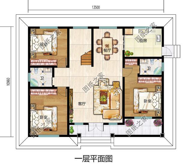 農(nóng)村四間宅基地蓋房設(shè)計圖，美觀大方包你滿意，蓋好引全村注目