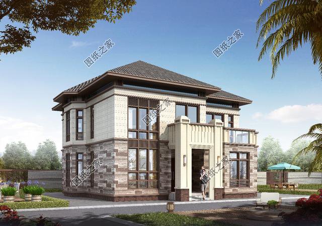 農(nóng)村簡(jiǎn)單二層別墅圖，效果圖和平面圖都有，最新推薦