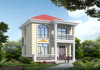 開間8米的小戶型二層別墅設(shè)計圖，2開間占地不到60平