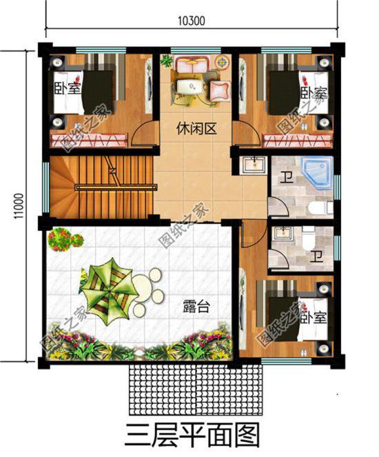 簡單大氣三間三層樓房戶型圖，農(nóng)村建一棟實(shí)用又有面子