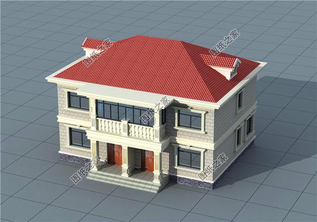 兄弟雙拼二層樓外觀圖，兄弟倆一塊建不偏不倚，最適合倆兄弟了