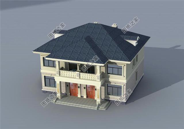 兄弟雙拼二層樓外觀圖，兄弟倆一塊建不偏不倚，最適合倆兄弟了