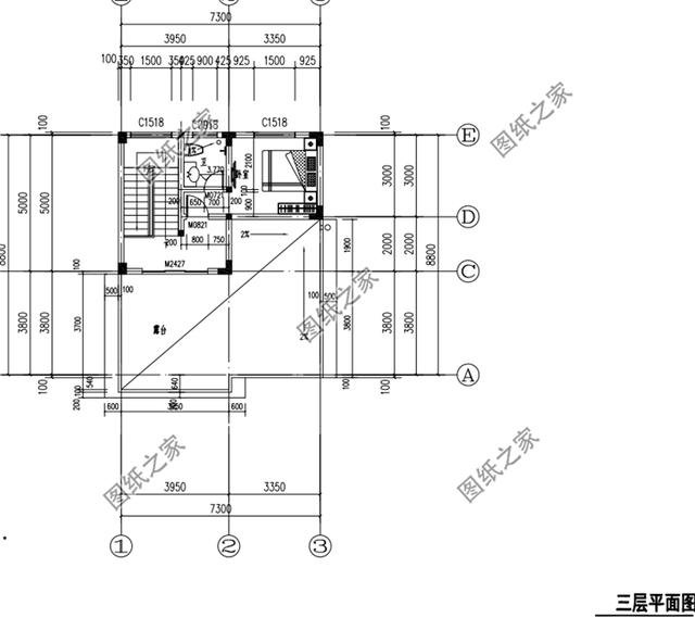 三層平頂樓房平面圖，蓋好了就再也不愁沒地方曬糧食了