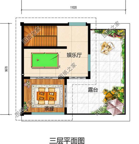 三層平頂樓房平面圖，蓋好了就再也不愁沒地方曬糧食了