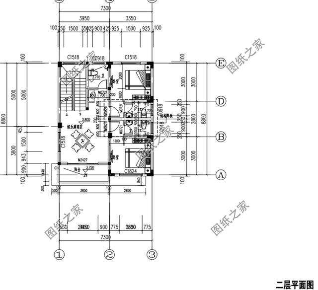 三層平頂樓房平面圖，蓋好了就再也不愁沒地方曬糧食了