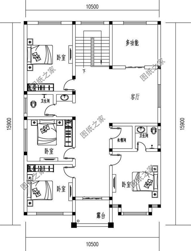 帶洗衣房的農(nóng)村二層樓房圖，性價(jià)比高不說(shuō)，父母孩子都喜歡的戶型