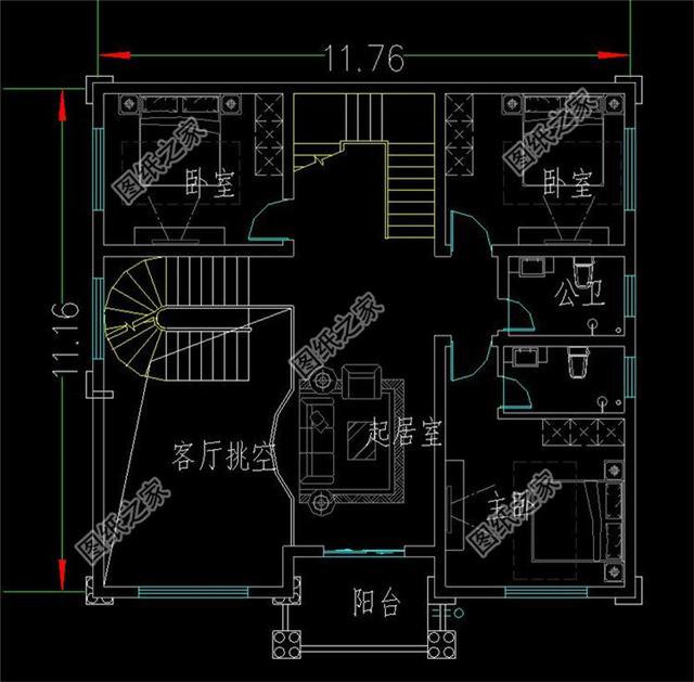 新農(nóng)村135平米三層洋樓效果圖，款式時髦，人見人愛的好戶型