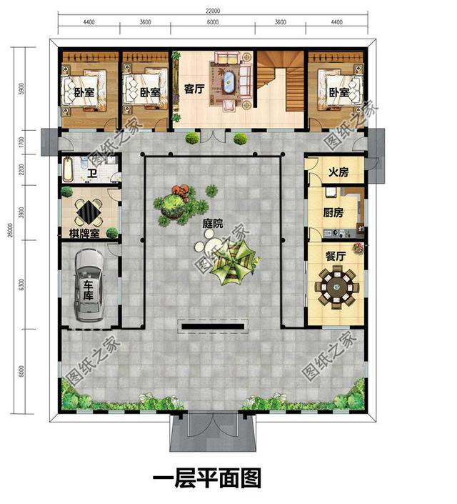 有車(chē)庫(kù)的四合院建房圖，融入現(xiàn)代生活，農(nóng)村建房還是中式好看